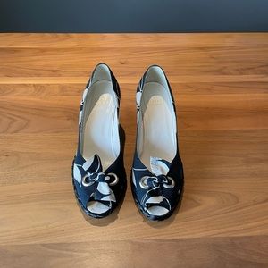 Stuart Weitzman espadrille blue/white wedges